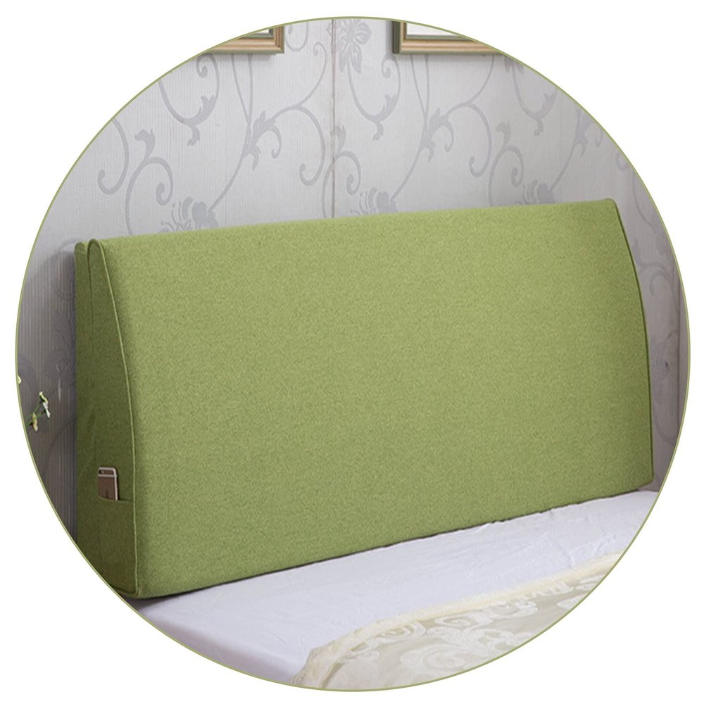 AYLYHD Bedside Back Cushions Removable Large Reading Pillow Sofa Bed Upholstered Headboard Soft Double Lumbar Support CushionCustom SizeThickness 10/12/15cm (Color : B-Green, Size : 120x50x10cm)