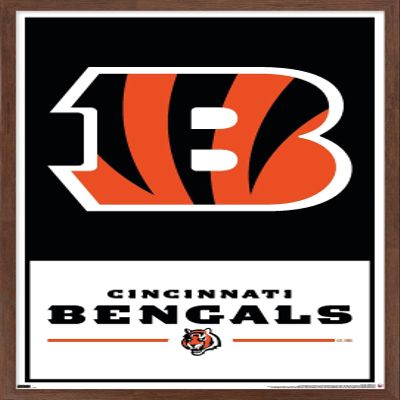 NFL Cincinnati Bengals - Logo 21 Wall Poster, 22.4L" x 14.7W", Mahogany Framed Version