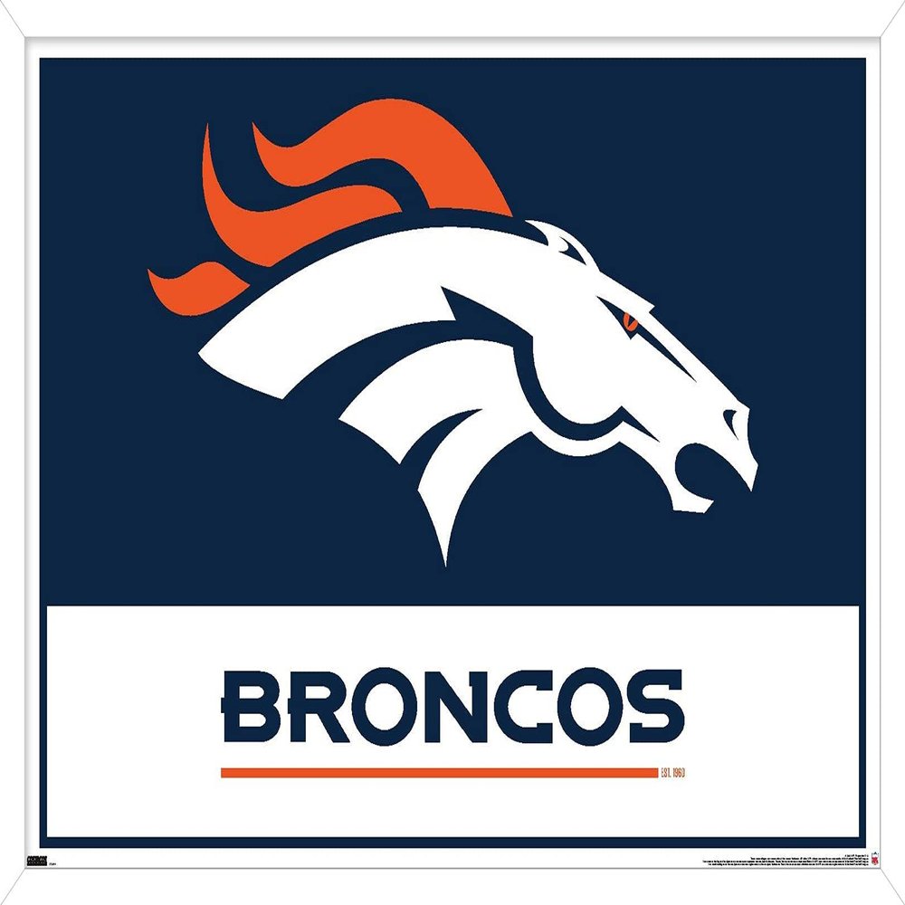 NFL Denver Broncos - Logo 21 Wall Poster, 34L x 22.4W, White Framed Version