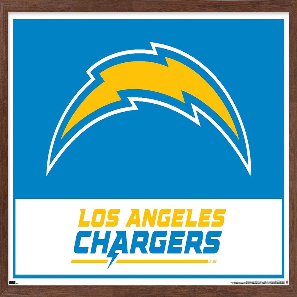 NFL Los Angeles Chargers - Logo 21 Wall Poster, 22.4L" x 14.7W", Mahogany Framed Version