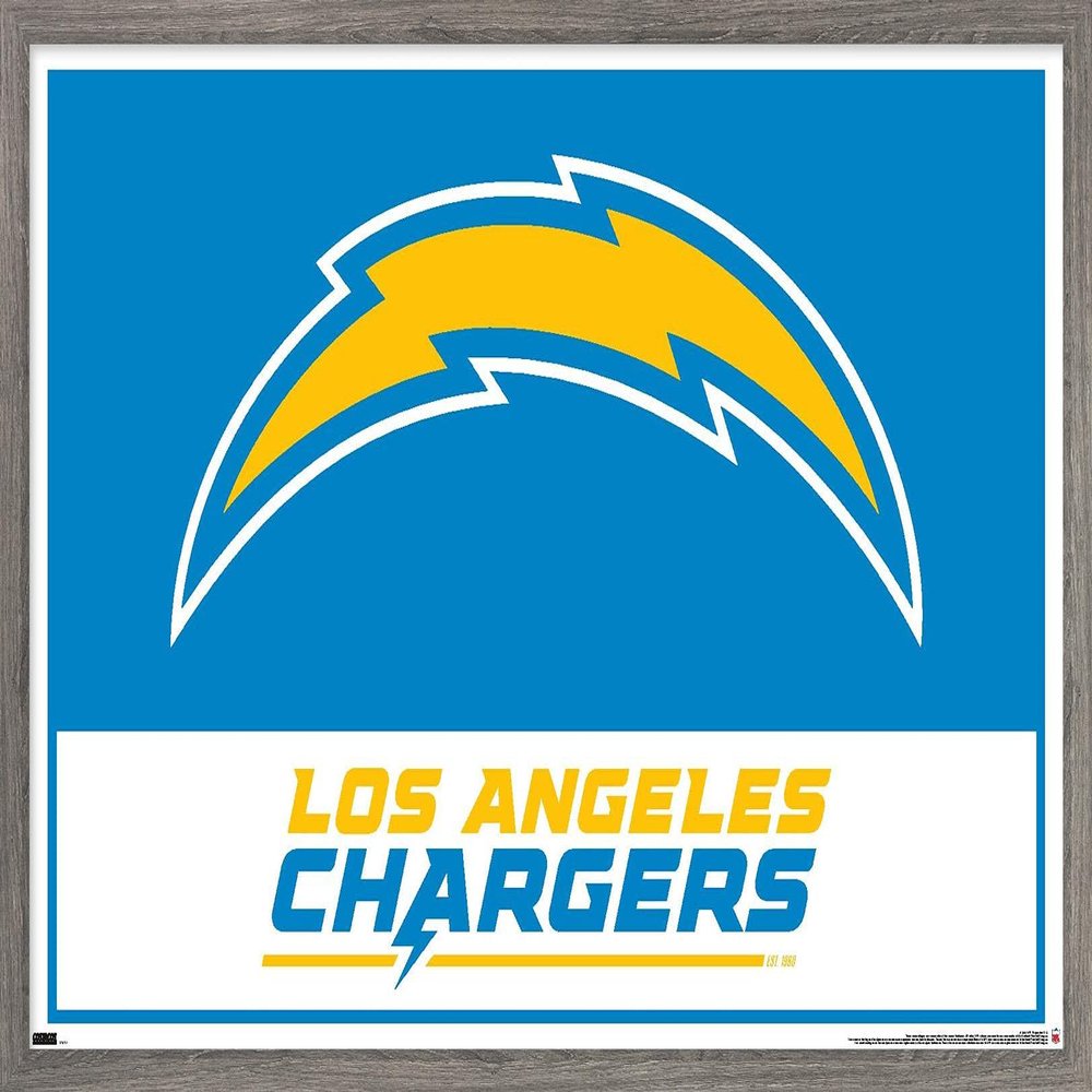 NFL Los Angeles Chargers - Logo 21 Wall Poster, 22.4L" x 14.7W", Barnwood Framed Version