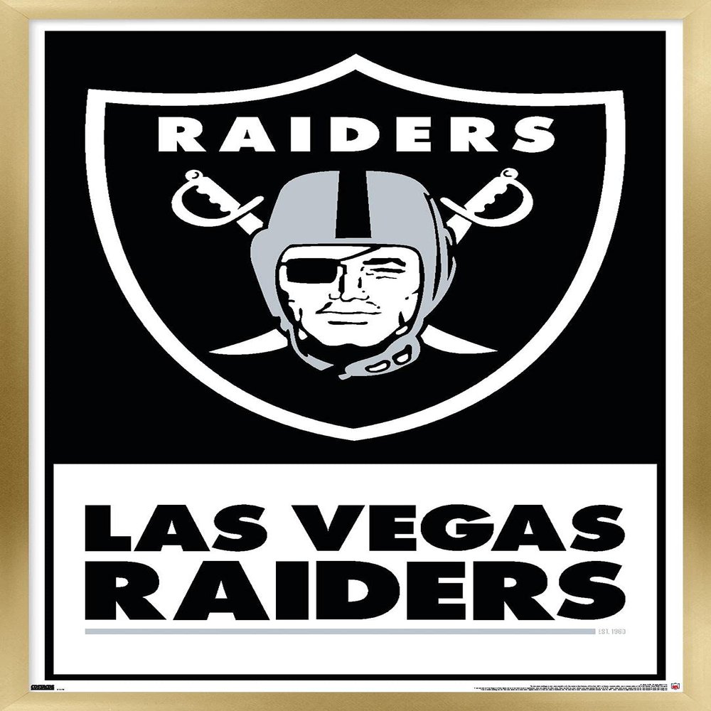 NFL Las Vegas Raiders - Logo 21 Wall Poster, 34L" x 22.4W", Gold Framed Version