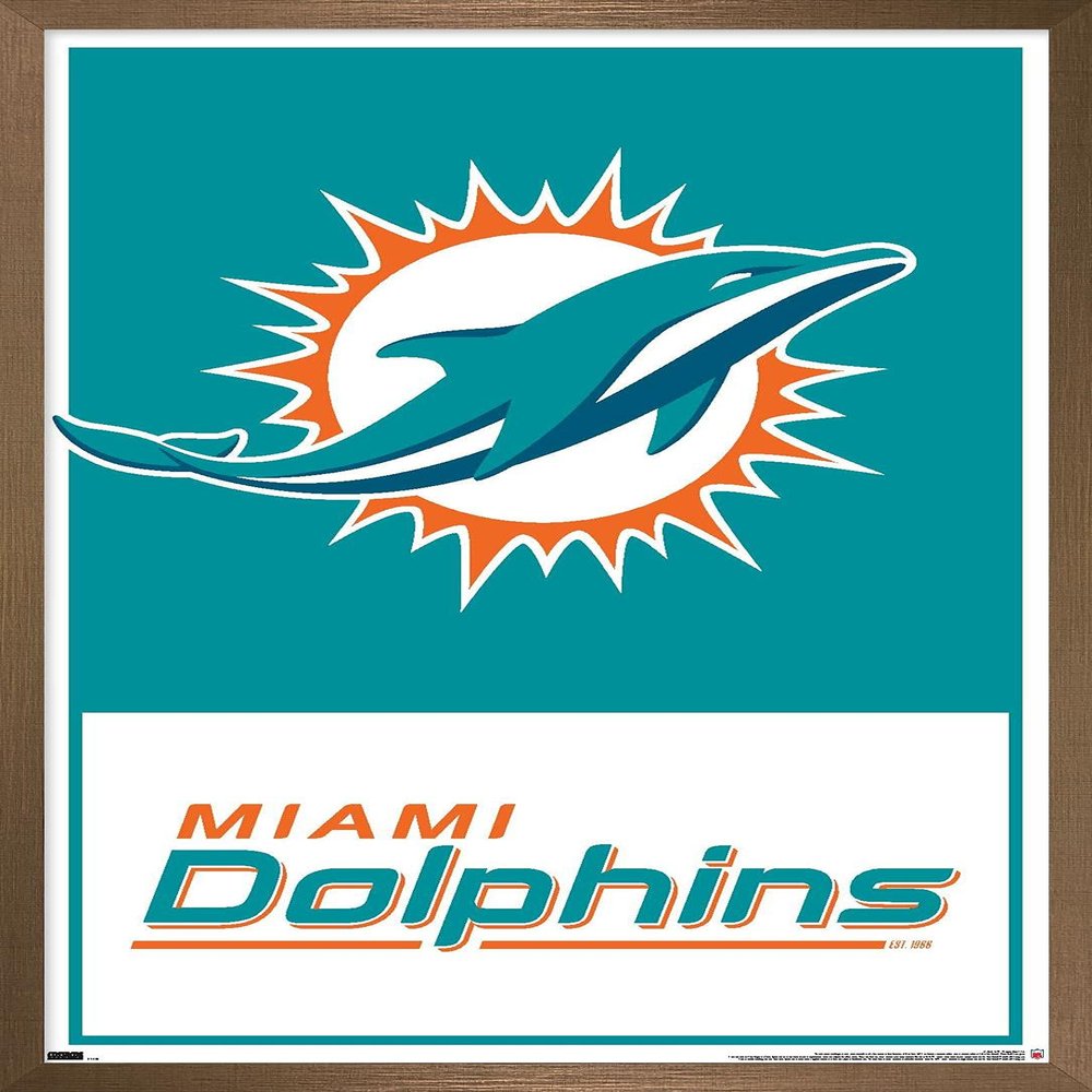 NFL Miami Dolphins - Logo 21 Wall Poster, 22.4L" x 14.7W", Bronze Framed Version
