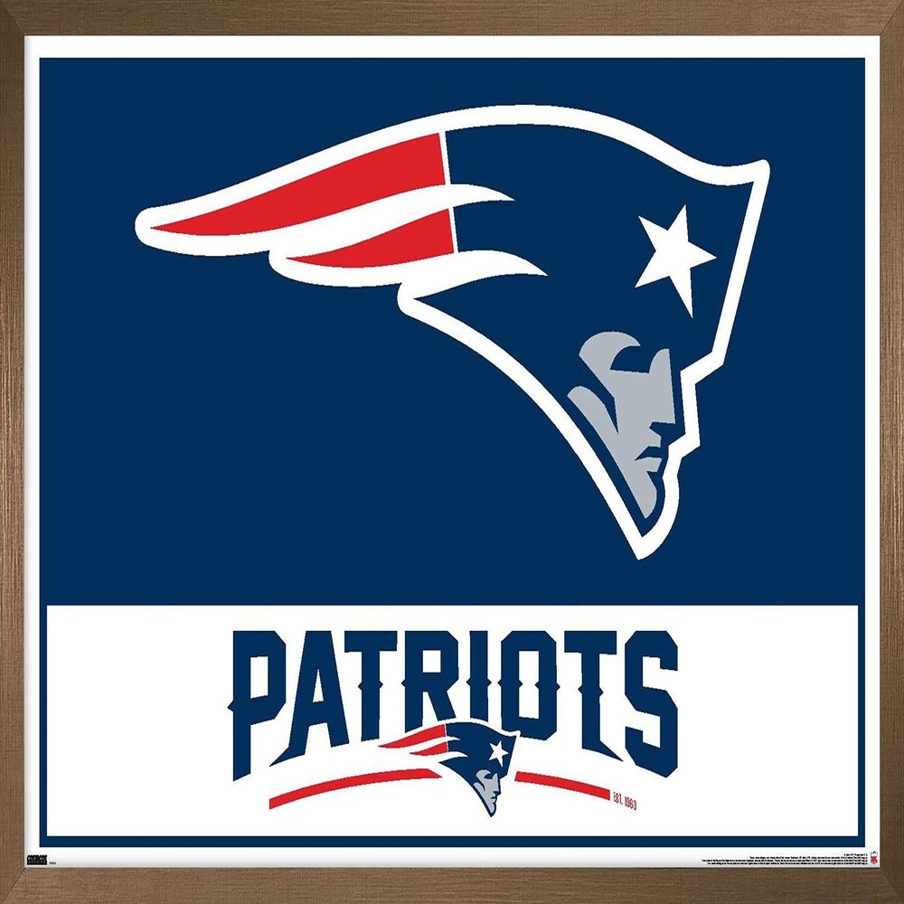 NFL New England Patriots - Logo 21 Wall Poster, 22.4L" x 14.7W", Bronze Framed Version