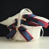 Navy Flower Girl Basket, Burgundy Pillow for Rings, Navy Blue Wedding Basket, Navy Ring Bearer Pillow, Flower Girl Baskets (White, 1 Pillow + 1 Basket) view 2