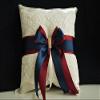 Navy Flower Girl Basket, Burgundy Pillow for Rings, Navy Blue Wedding Basket, Navy Ring Bearer Pillow, Flower Girl Baskets (White, 1 Pillow + 1 Basket) view 4