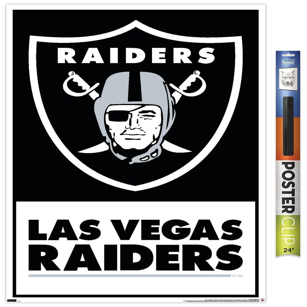 NFL Las Vegas Raiders - Logo 21 Wall Poster, 34L" x 22.4W", Premium Poster & Clip Bundle
