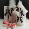 Coral Navy Wedding Basket Coral Ring Bearer Pillow Coral Flower Girl Basket Pillow Set Wedding Ring Pillow Navy Ring Pillow Flower Basket (Ivory as Picture, 2 Baskets) view 2