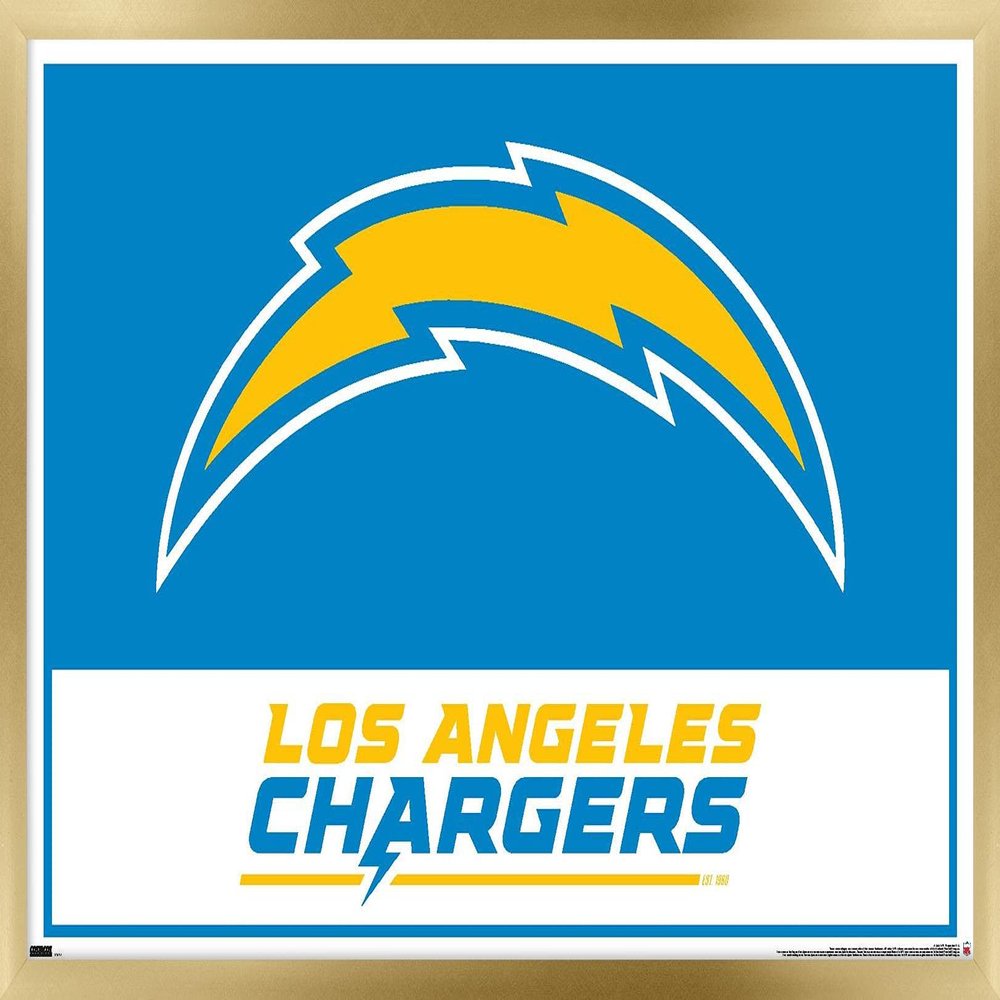 NFL Los Angeles Chargers - Logo 21 Wall Poster, 22.4L" x 14.7W", Gold Framed Version