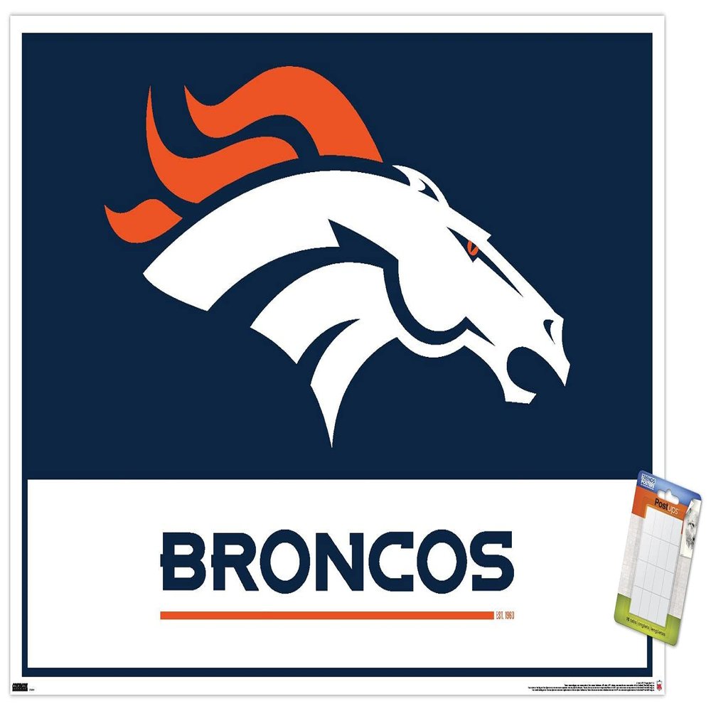NFL Denver Broncos - Logo 21 Wall Poster, 34L x 22.4W, Premium Poster & Mount Bundle