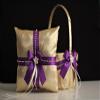 Purple Gold Bearer Pillow/Purple Flower Girl Basket/Purple Ring Bearer Pillow/Purple Gold Wedding Basket Purple Gold Pillow Basket Set (1 Pillow + 1 Basket) view 1