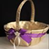 Purple Gold Bearer Pillow/Purple Flower Girl Basket/Purple Ring Bearer Pillow/Purple Gold Wedding Basket Purple Gold Pillow Basket Set (1 Pillow + 1 Basket) view 4