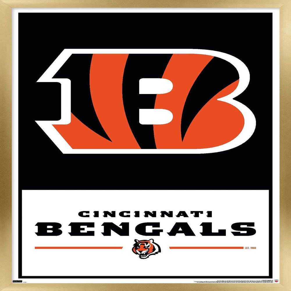 NFL Cincinnati Bengals - Logo 21 Wall Poster, 22.4L" x 14.7W", Gold Framed Version