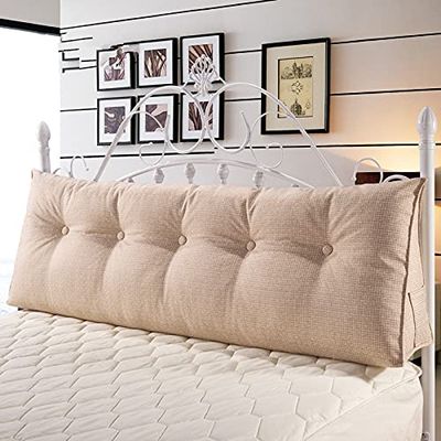 CAMZ Large Triangular Reading Pillow Twin Full Queen King Size, Linen Triangular Wedge Pillow Headboard Backrest Pillow Positioning Support Bolster Pillow for Day Bed & Bunk Lumbar Pad