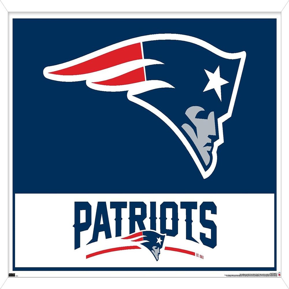 NFL New England Patriots - Logo 21 Wall Poster, 22.4L" x 14.7W", White Framed Version