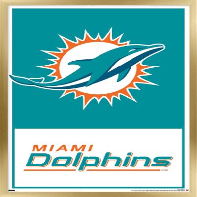 NFL Miami Dolphins - Logo 21 Wall Poster, 22.4L" x 14.7W", Gold Framed Version