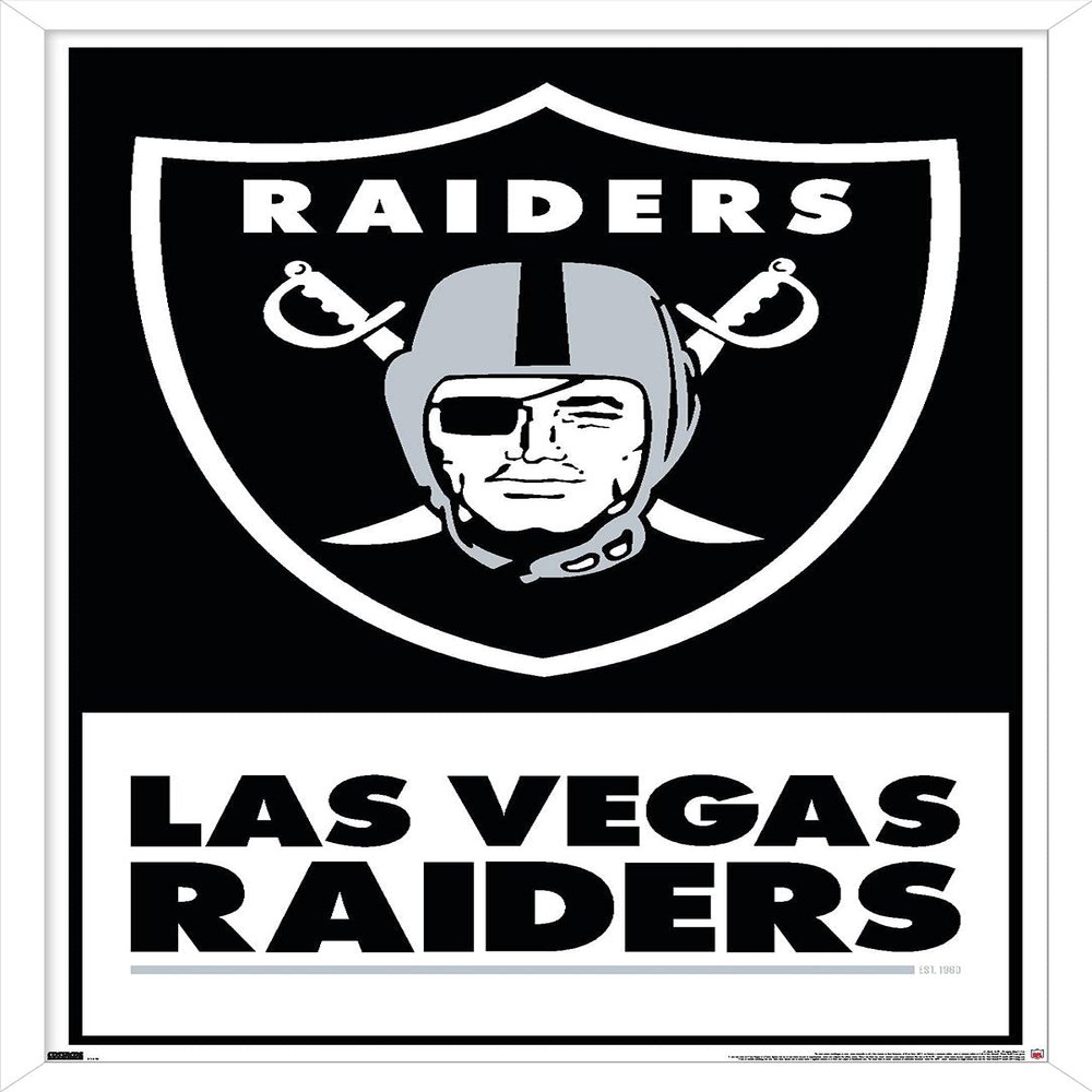 NFL Las Vegas Raiders - Logo 21 Wall Poster, 22.4L" x 14.7W", White Framed Version