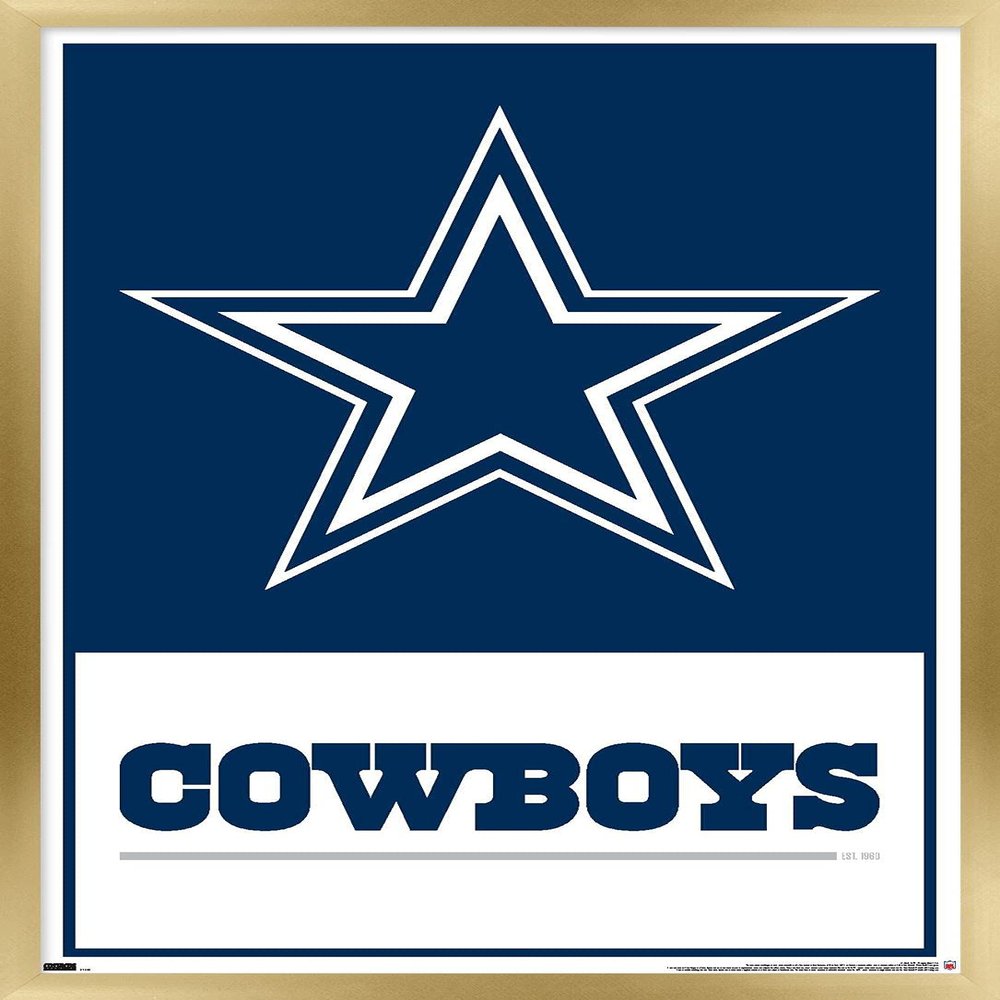 NFL Dallas Cowboys- Logo 21 Wall Poster, 22.4L" x 14.7W", Gold Framed Version