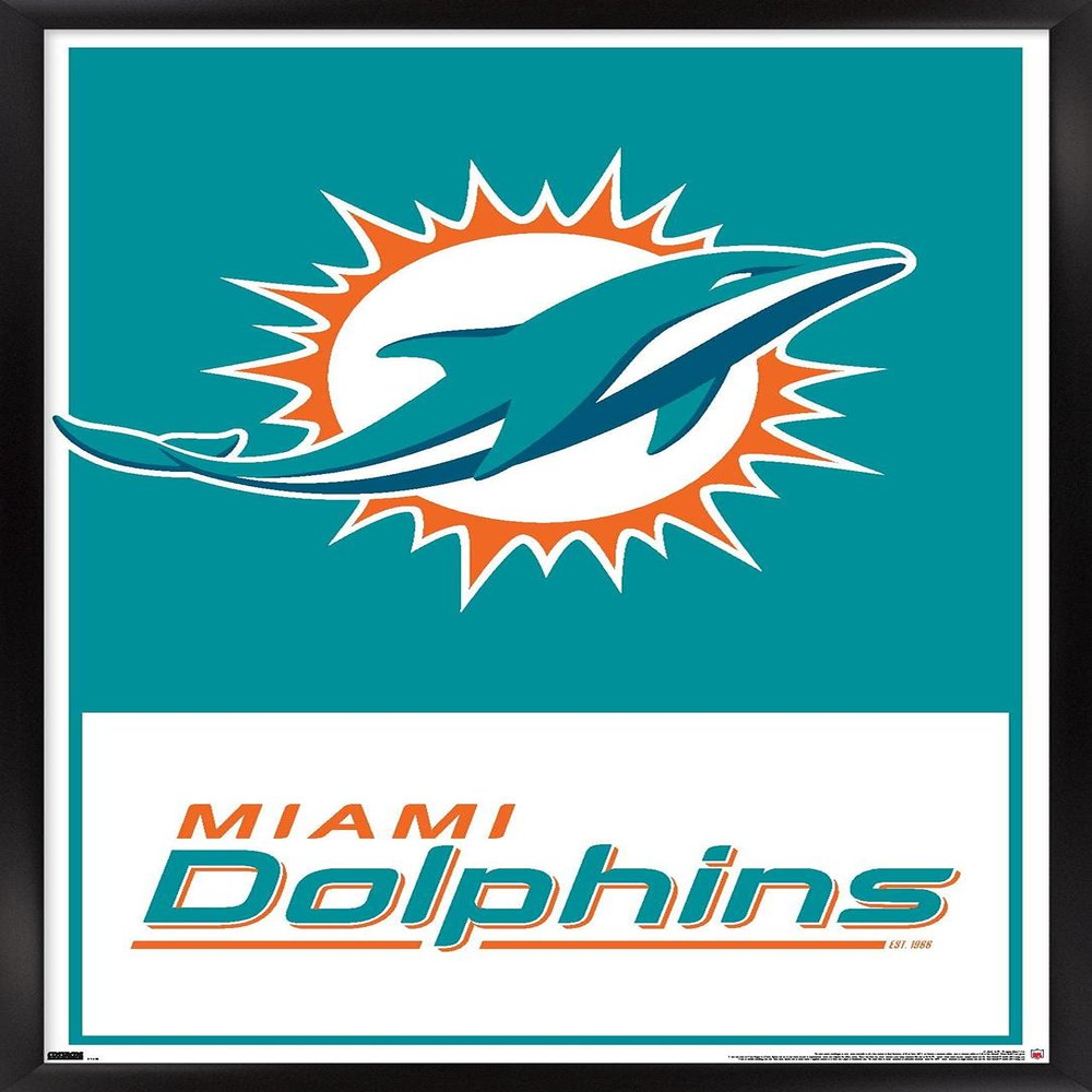 NFL Miami Dolphins - Logo 21 Wall Poster, 22.4L" x 14.7W", Black Framed Version
