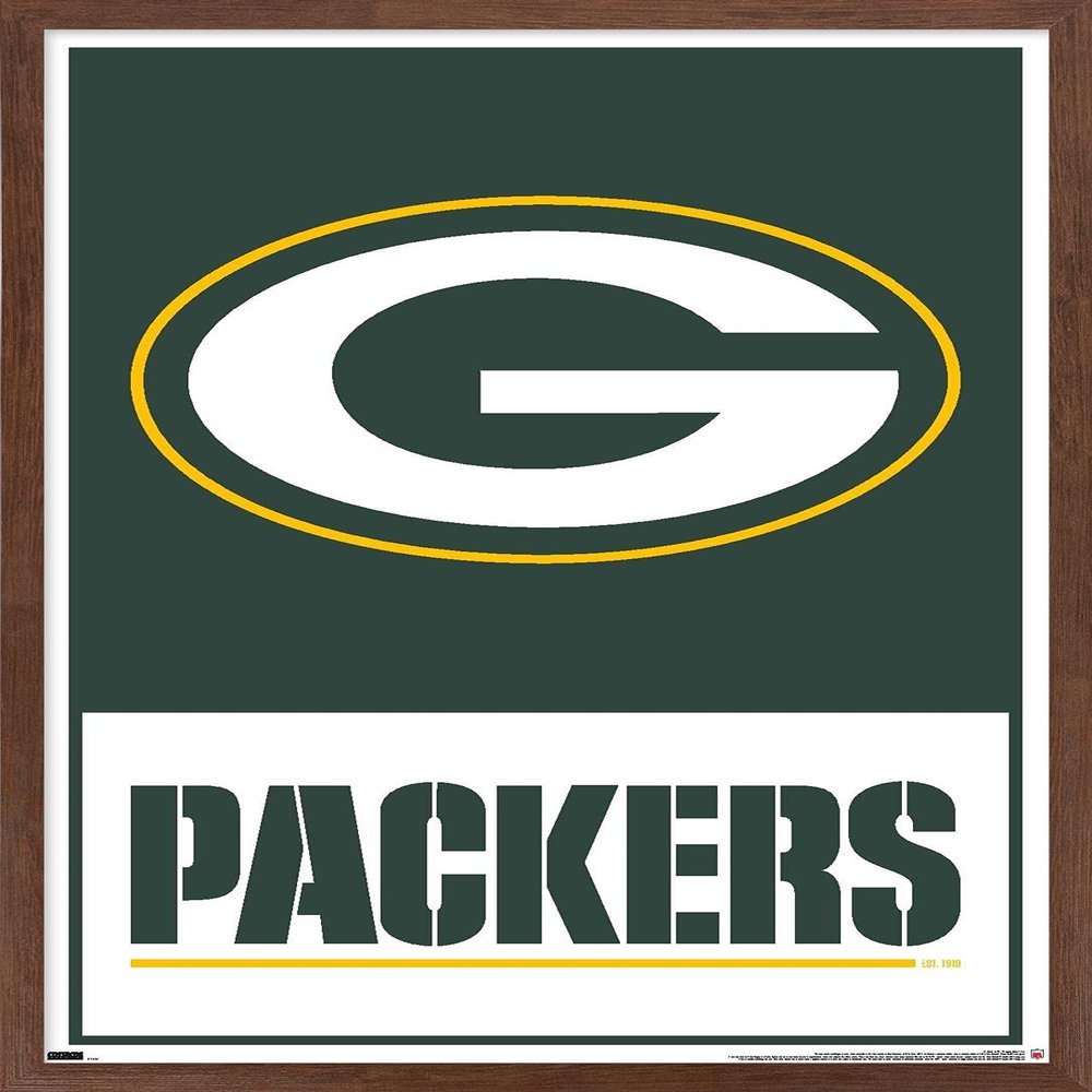 NFL Green Bay Packers - Logo 21 Wall Poster, 22.4L" x 14.7W", Mahogany Framed Version