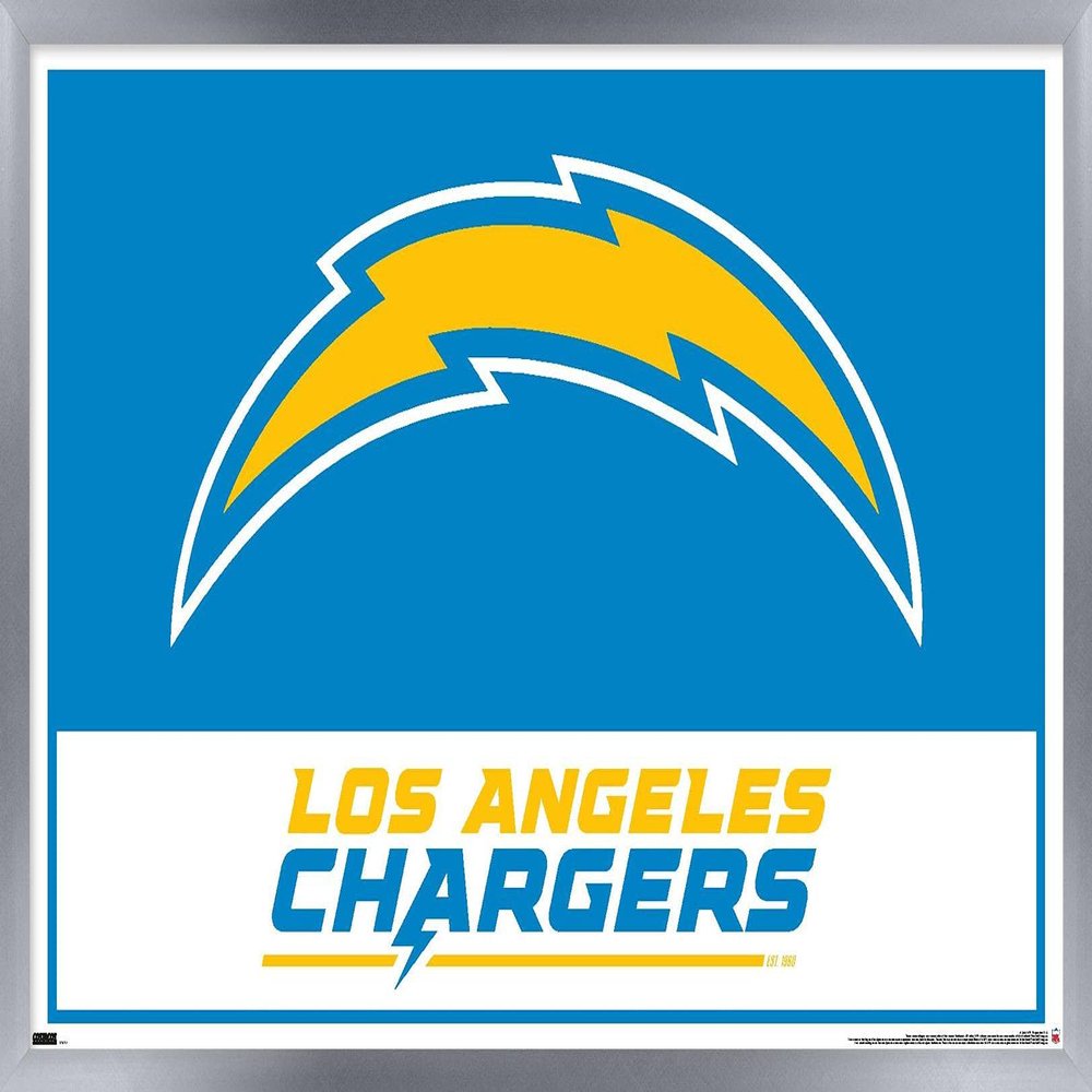 NFL Los Angeles Chargers - Logo 21 Wall Poster, 22.4L" x 14.7W", Silver Framed Version