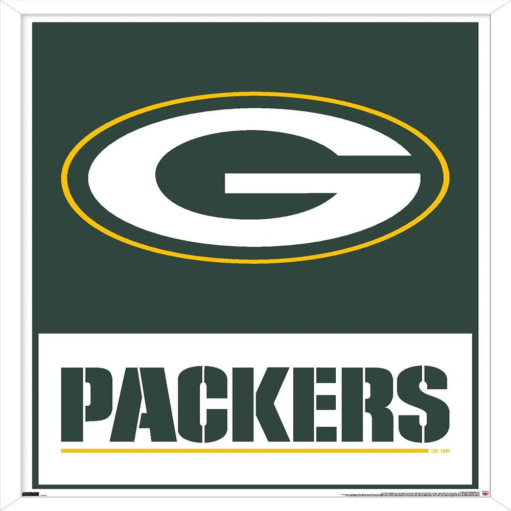 NFL Green Bay Packers - Logo 21 Wall Poster, 22.4L" x 14.7W", White Framed Version