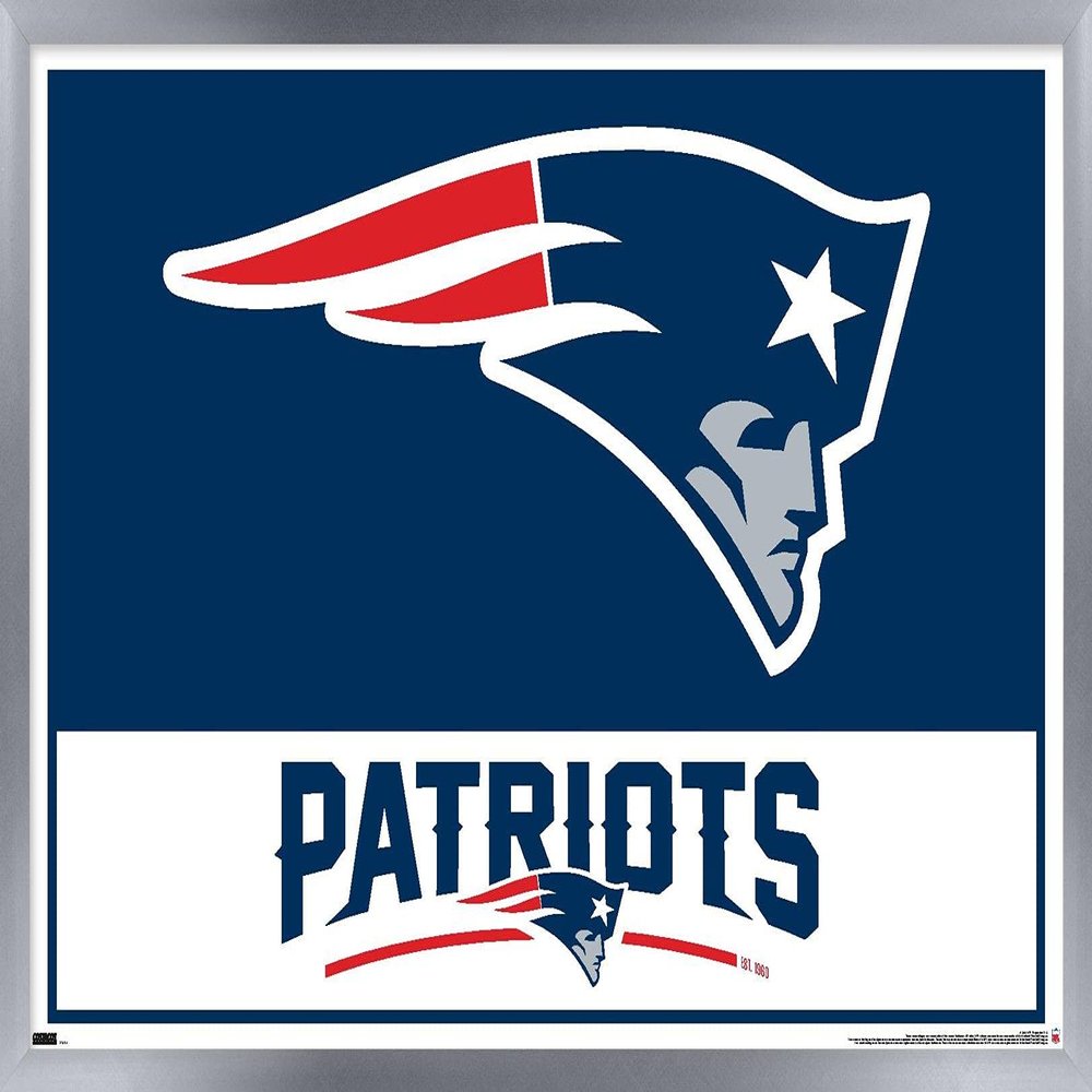 NFL New England Patriots - Logo 21 Wall Poster, 34L" x 22.4W", Silver Framed Version