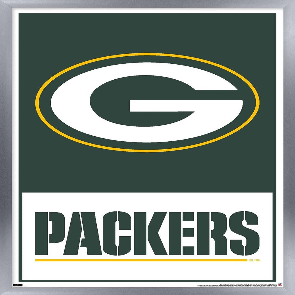 NFL Green Bay Packers - Logo 21 Wall Poster, 22.4L" x 14.7W", Silver Framed Version