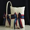 Navy Flower Girl Basket, Burgundy Pillow for Rings, Navy Blue Wedding Basket, Navy Ring Bearer Pillow, Flower Girl Baskets (Ivory as Picture, 1 Basket) view 1