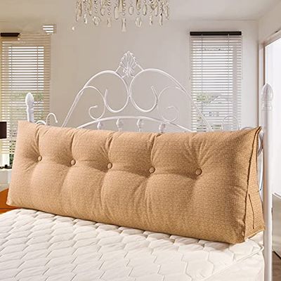 CAMZ Large Triangular Reading Pillow Twin Full Queen King Size, Linen Triangular Wedge Pillow Headboard Backrest Pillow Positioning Support Bolster Pillow for Day Bed & Bunk Lumbar Pad