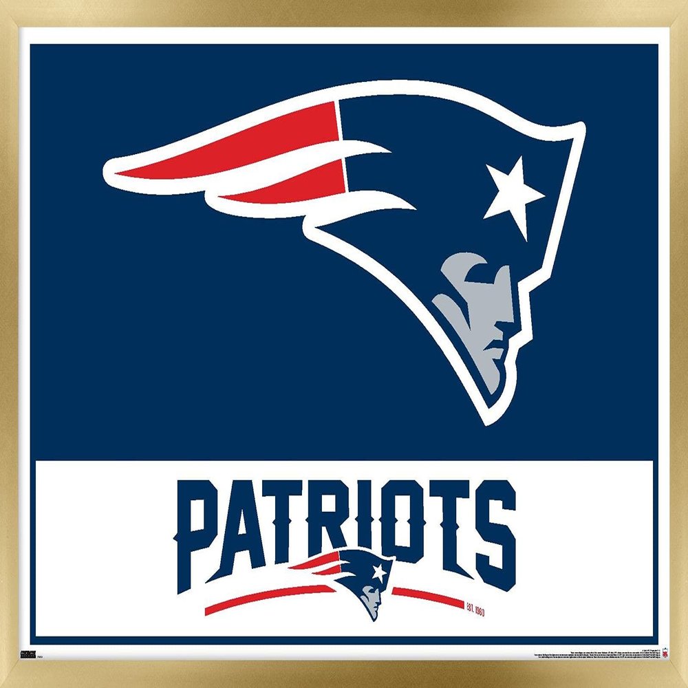NFL New England Patriots - Logo 21 Wall Poster, 34L" x 22.4W", Gold Framed Version