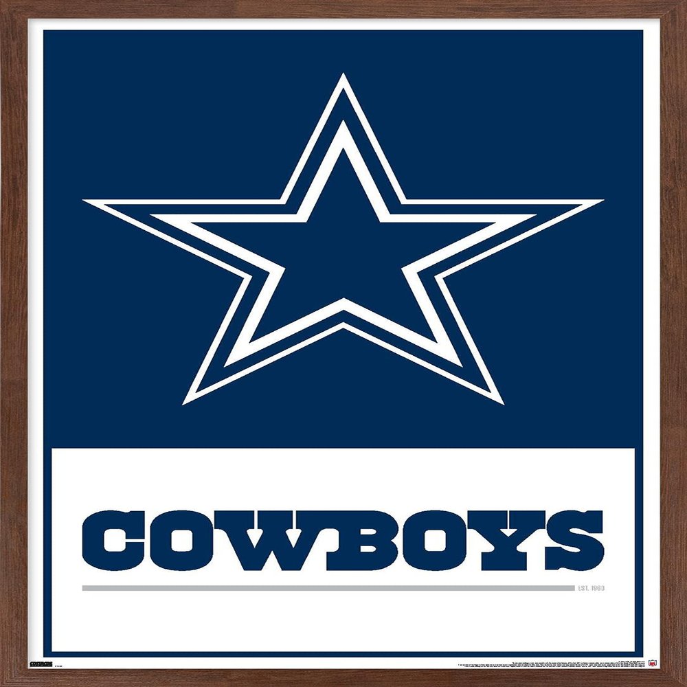 NFL Dallas Cowboys- Logo 21 Wall Poster, 22.4L" x 14.7W", Mahogany Framed Version