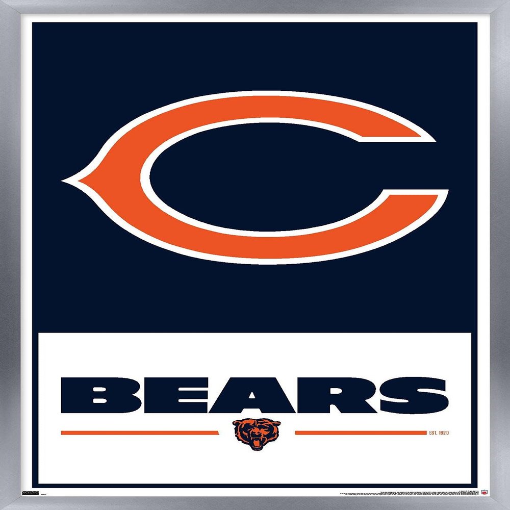 NFL Chicago Bears - Logo 21 Wall Poster, 22.4L" x 14.7W", Silver Framed Version