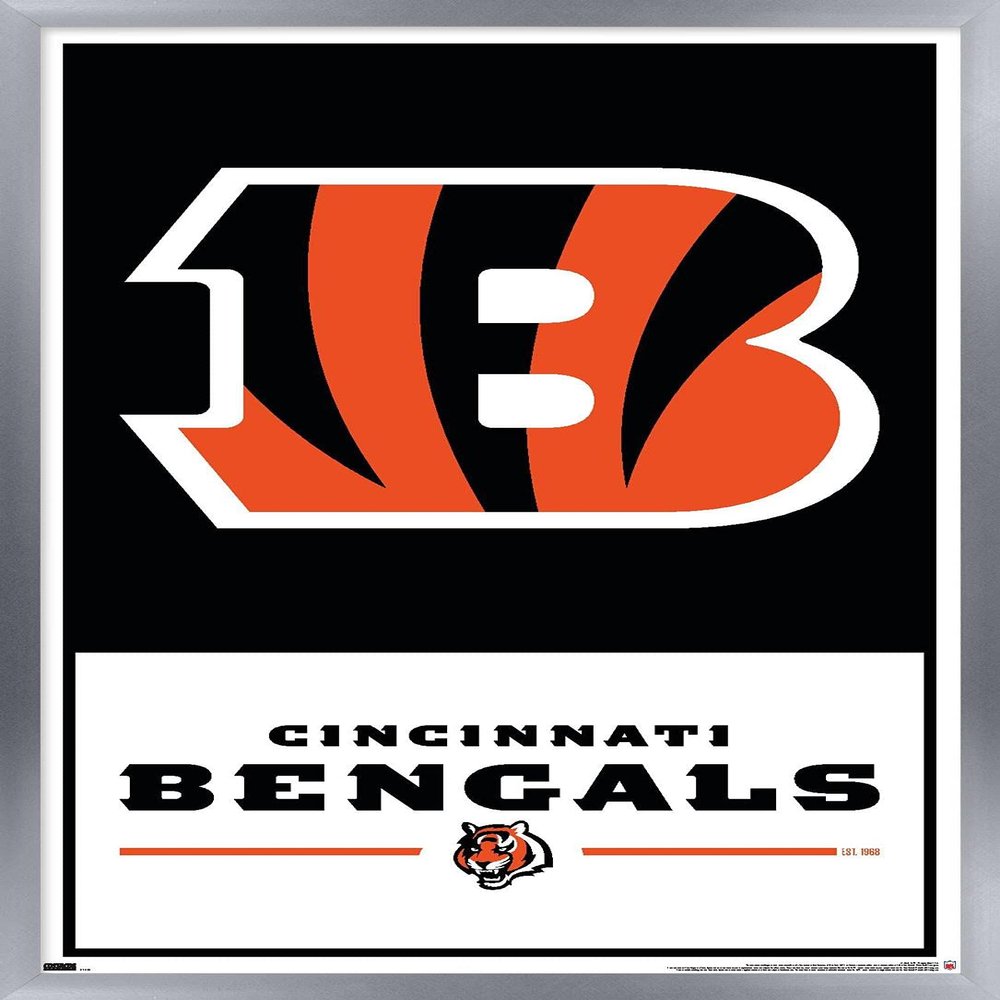 NFL Cincinnati Bengals - Logo 21 Wall Poster, 34L" x 22.4W", Silver Framed Version