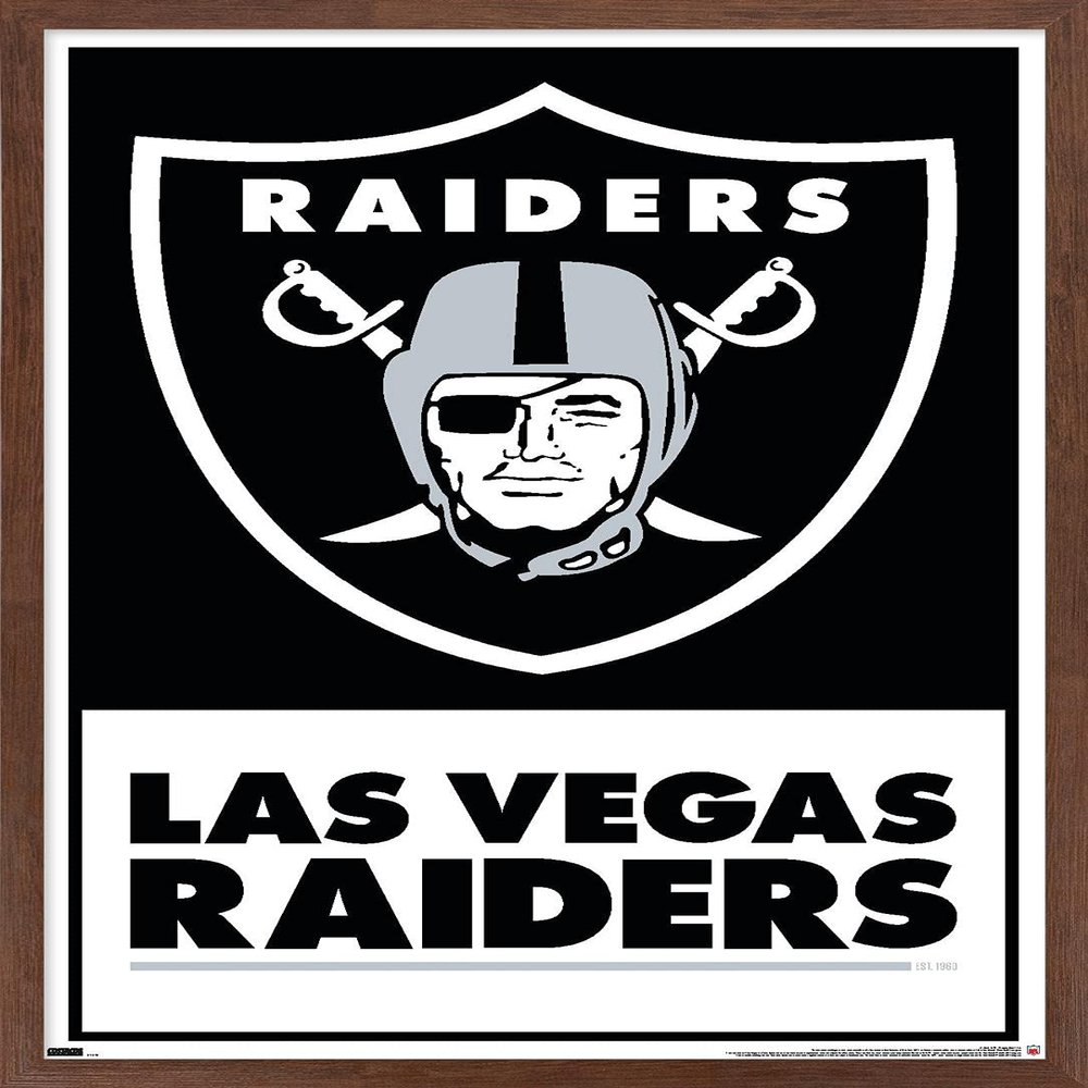 NFL Las Vegas Raiders - Logo 21 Wall Poster, 34L" x 22.4W", Mahogany Framed Version