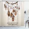 Ambesonne Bohemian Shower Curtain, Dreamcatcher Feathers Design Never Stop Dreaming Typography Cartoonish Style, Cloth Fabric Bathroom Decor Set with Hooks, 69" W x 84" L, Beige and Brown view 1