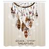 Ambesonne Bohemian Shower Curtain, Dreamcatcher Feathers Design Never Stop Dreaming Typography Cartoonish Style, Cloth Fabric Bathroom Decor Set with Hooks, 69" W x 84" L, Beige and Brown view 2