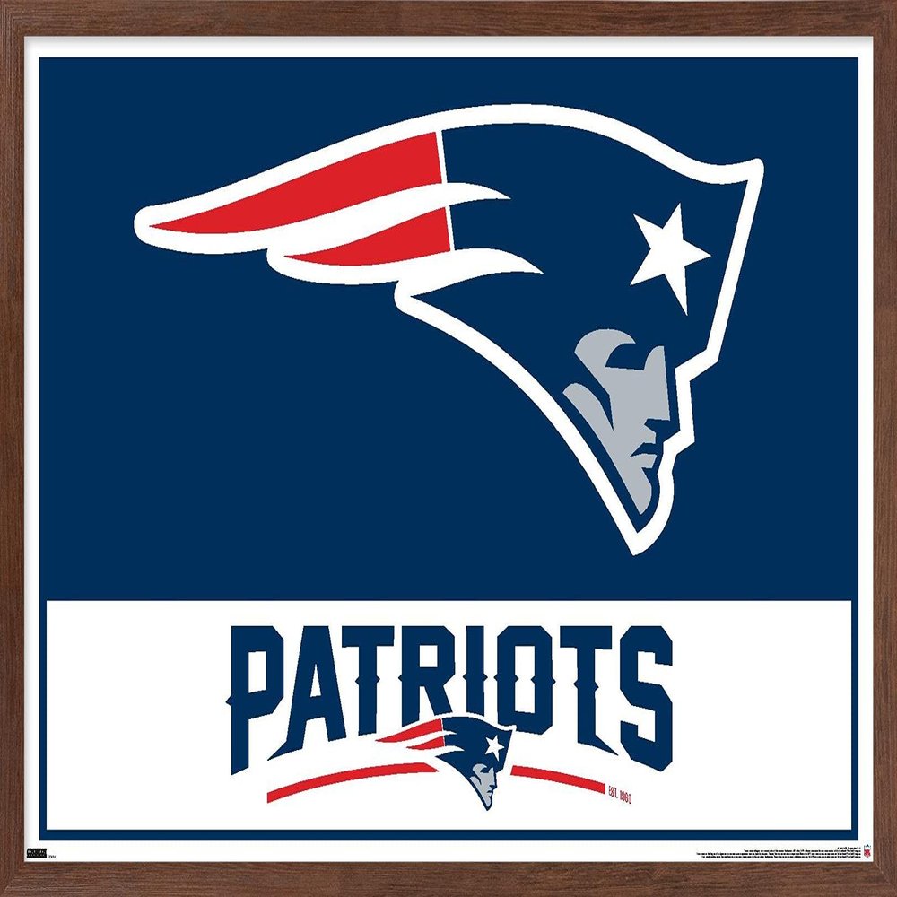 NFL New England Patriots - Logo 21 Wall Poster, 22.4L" x 14.7W", Mahogany Framed Version