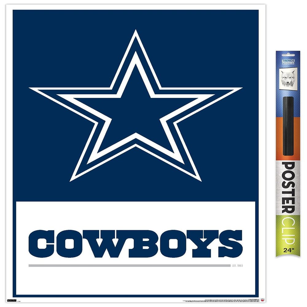 NFL Dallas Cowboys- Logo 21 Wall Poster, 34L" x 22.4W", Premium Poster & Clip Bundle
