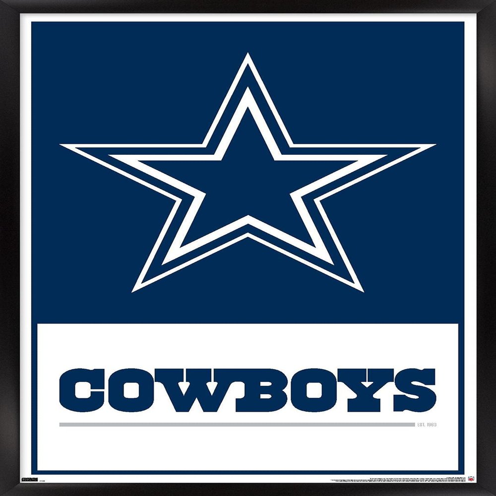 NFL Dallas Cowboys- Logo 21 Wall Poster, 22.4L" x 14.7W", Black Framed Version
