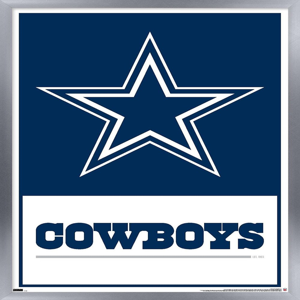 NFL Dallas Cowboys- Logo 21 Wall Poster, 22.4L" x 14.7W", Silver Framed Version