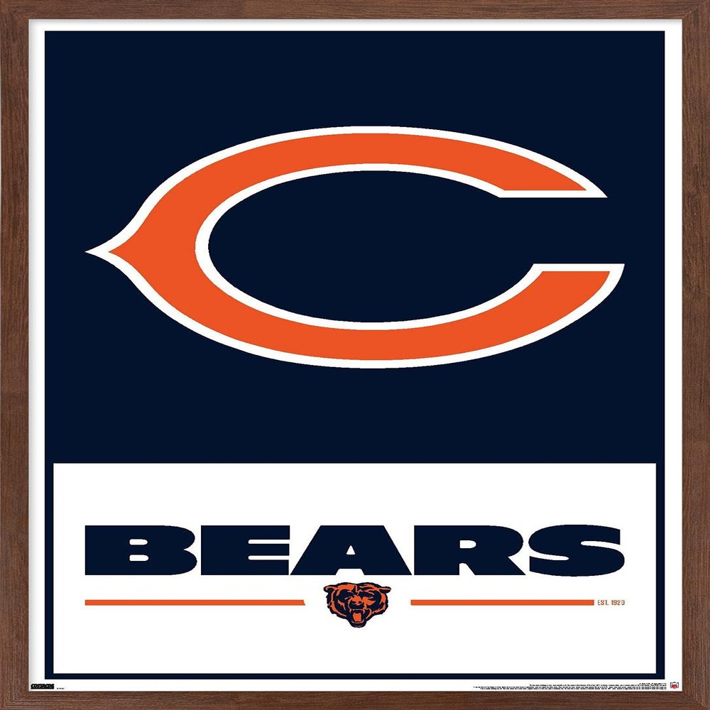 NFL Chicago Bears - Logo 21 Wall Poster, 22.4L" x 14.7W", Mahogany Framed Version