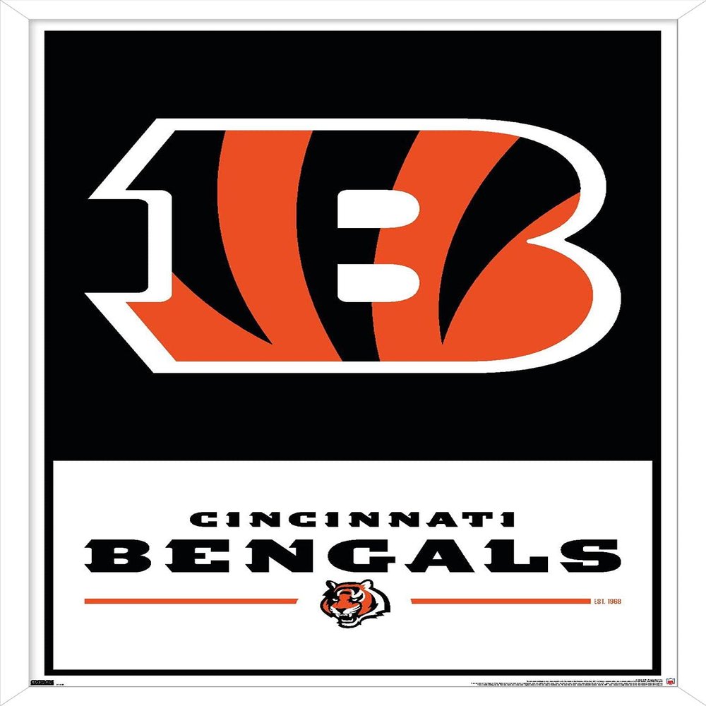 NFL Cincinnati Bengals - Logo 21 Wall Poster, 22.4L" x 14.7W", White Framed Version
