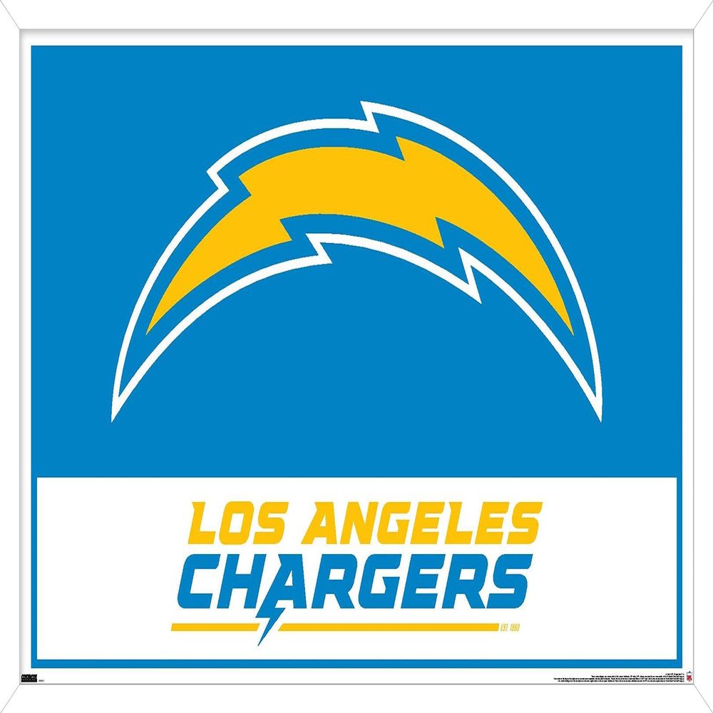 NFL Los Angeles Chargers - Logo 21 Wall Poster, 34L" x 22.4W", White Framed Version