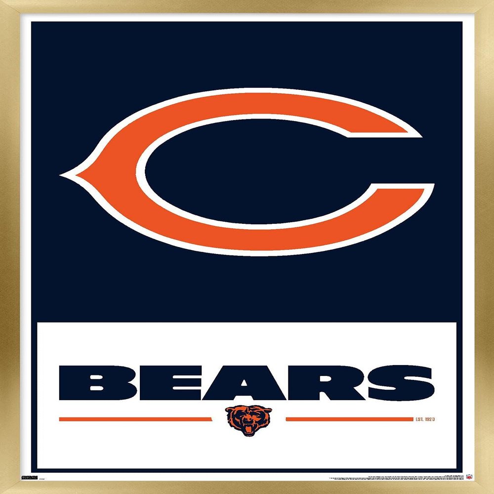 NFL Chicago Bears - Logo 21 Wall Poster, 22.4L" x 14.7W", Gold Framed Version