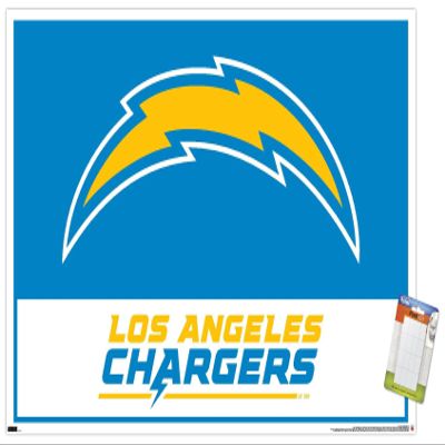 NFL Los Angeles Chargers - Logo 21 Wall Poster, 22.4L" x 14.7W", Premium Poster & Mount Bundle