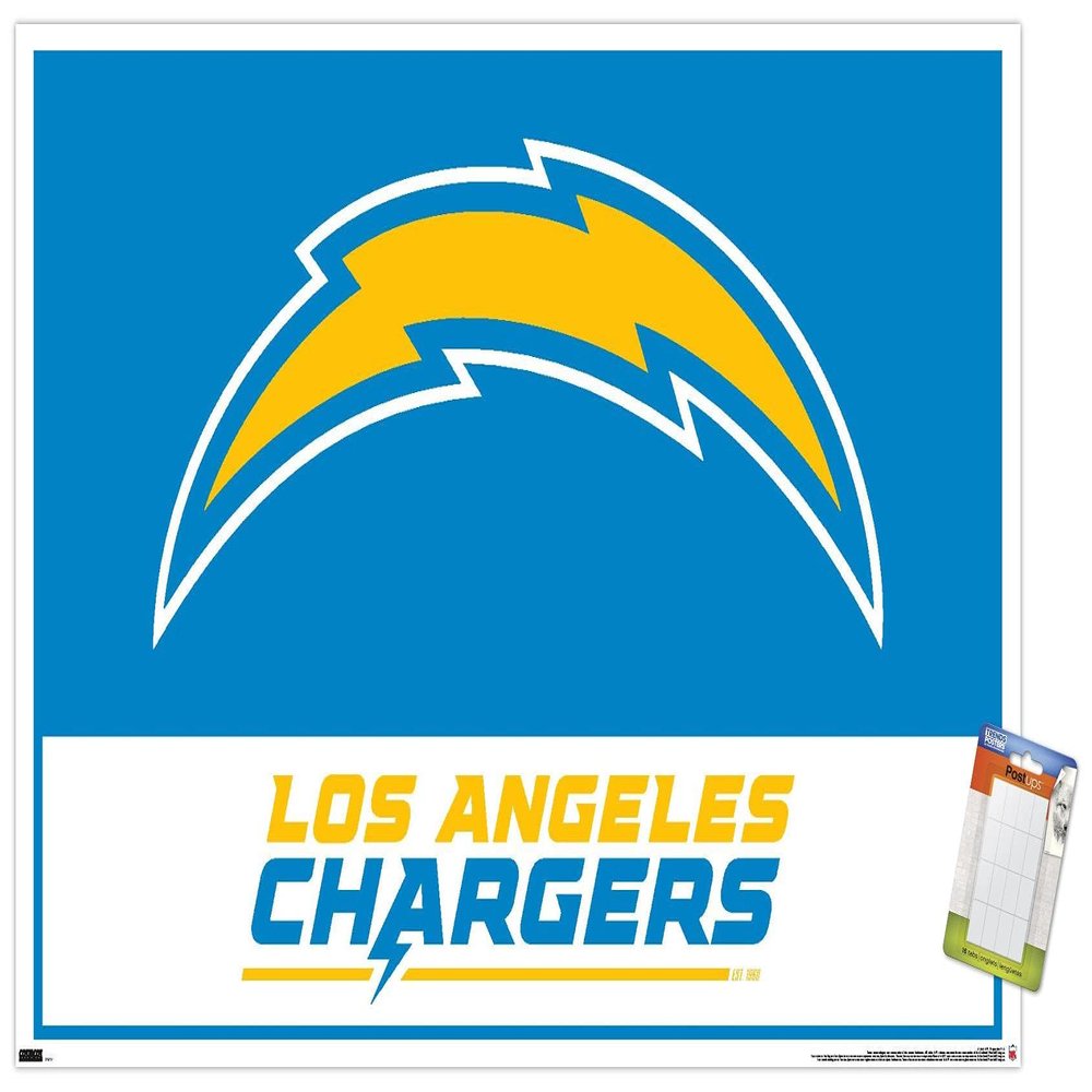 NFL Los Angeles Chargers - Logo 21 Wall Poster, 22.4L" x 14.7W", Premium Poster & Mount Bundle