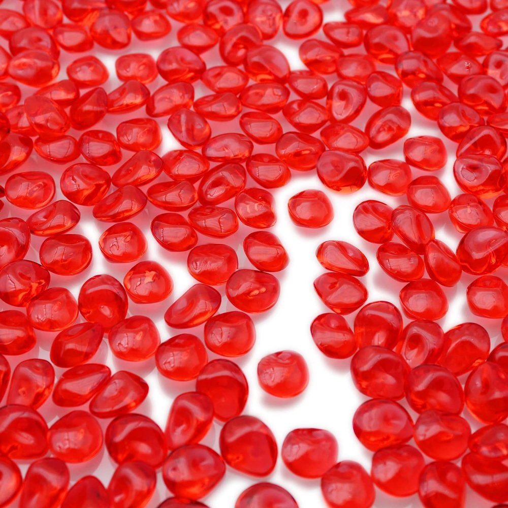 PMLAND 370 Pcs Red Acrylic Stones, 16 mm Marbles for Vase Filler Rocks