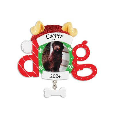 2025 Personalized Christmas Tree Ornaments for Pets - Santa Hat Dog Frame Customized Merry Christmas Ornament - Keepsake for Puppy Dog Lovers-Free Customization