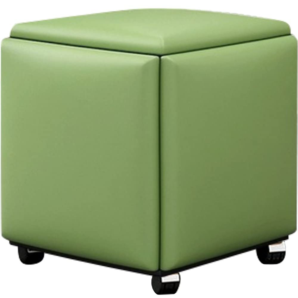 WAYUTO 5 in 1 PU Leather Seating Cube with Swivel Casters Stackable Sofa Chair Stool Nesting Ottoman Stool Movable Footstool Dressing Chair for Living Room Bedroom Green Large
